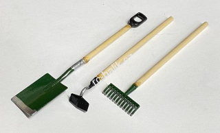 rýč + hrábě + motyka - sada kov + dřevo