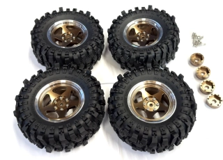 kovové beadlock disky 2.6" + 4x pneu 2.6" Super Swamper 130mm s unašeči 12/17mm
